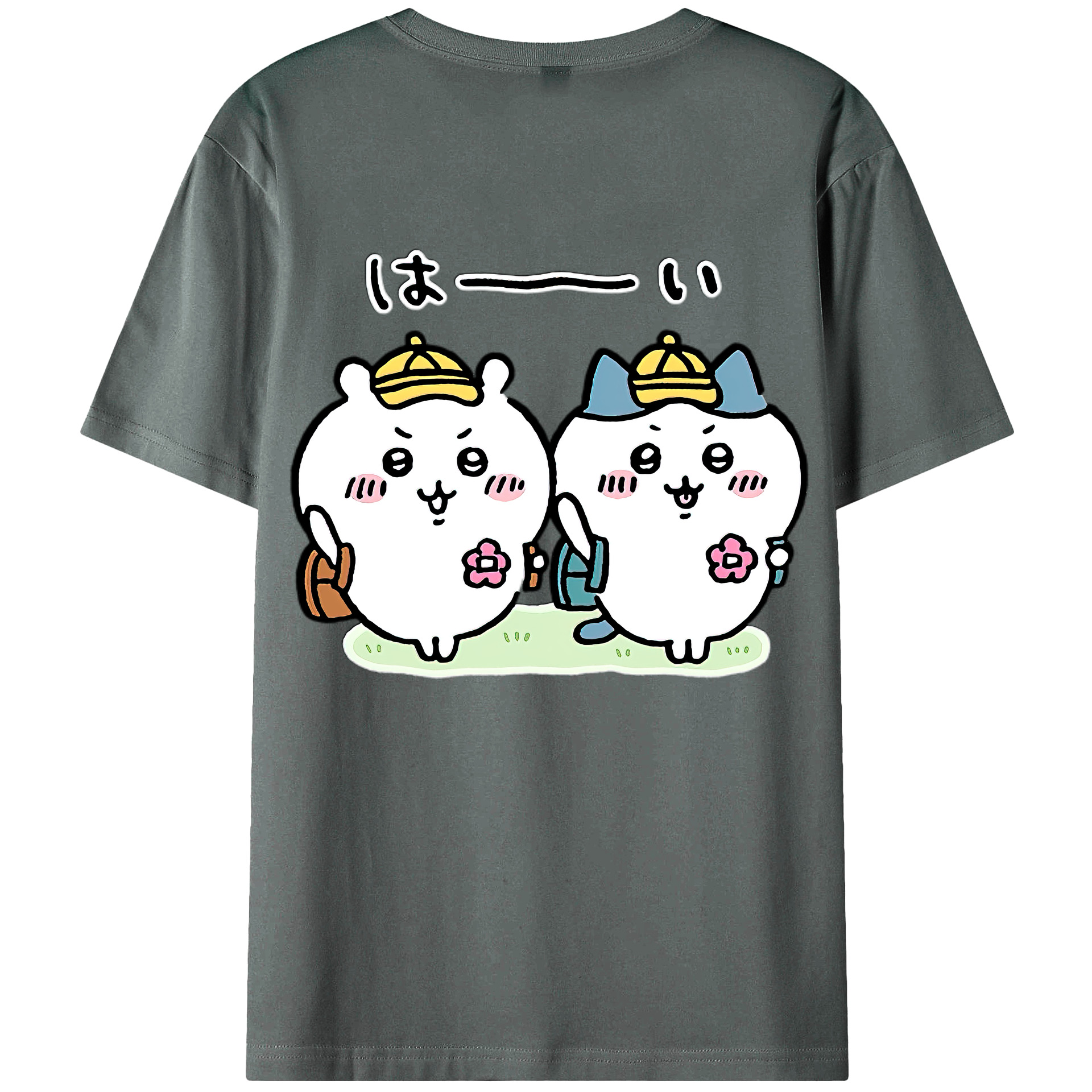（画像用） ちいかわ ハチワレ Chii-kawa hachiware 綿100％ メンズ半袖Tシャツ（バックプリント） 通気性